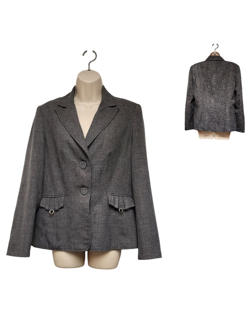 Signature By Larry Levine Single Breasted Blazer Color Gray Size 12